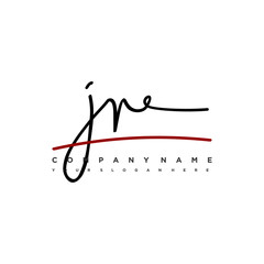 JR signature initials. Handwritten logo vector template with red underline. Hand drawn Calligraphy lettering Vector illustration.