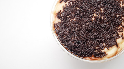 Pudding on a restaurant table