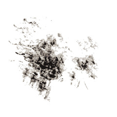 Black ink blotch isolated on white background