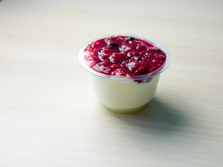 Pudding on a restaurant table