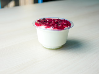 Pudding on a restaurant table