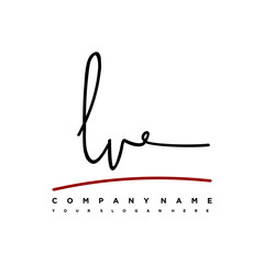 ,  signature initials. Handwritten logo vector template with red underline. Hand drawn Calligraphy lettering Vector illustration.