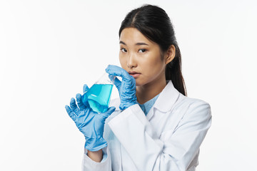 young woman with bottle of water