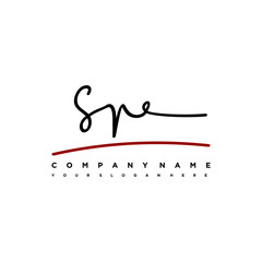 SR signature initials. Handwritten logo vector template with red underline. Hand drawn Calligraphy lettering Vector illustration.