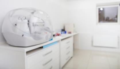 Blurred Medical interior with modern equipment for scientific researches