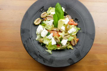 Salad on a restaurant table