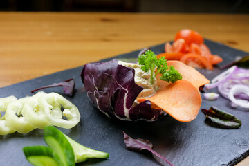 Salad on a restaurant table