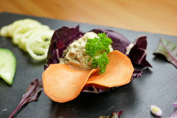 Salad on a restaurant table