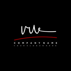 VU signature initials. Handwritten logo vector template with red underline. Hand drawn Calligraphy lettering Vector illustration.