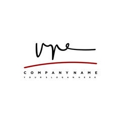 VR signature initials. Handwritten logo vector template with red underline. Hand drawn Calligraphy lettering Vector illustration.