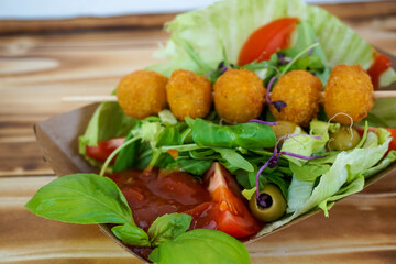 Salad on a restaurant table