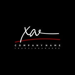 XA signature initials. Handwritten logo vector template with red underline. Hand drawn Calligraphy lettering Vector illustration.