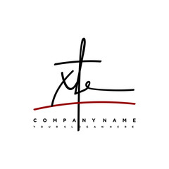 XT initials signature logo. Handwritten vector logo template connected to a circle. Hand drawn Calligraphy lettering Vector illustration.