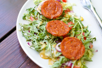 Salad on a restaurant table