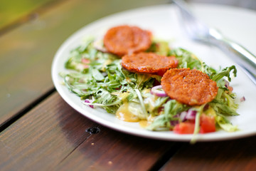 Salad on a restaurant table