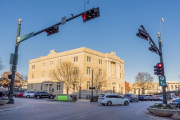 View of a building on a corner captured in McKinney, Texas, United States
