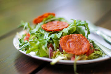 Salad on a restaurant table