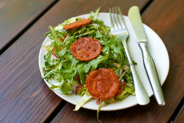 Salad on a restaurant table