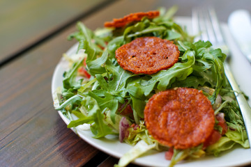 Salad on a restaurant table
