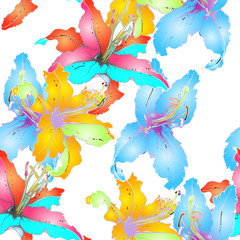 Fototapeta na wymiar Artistic Floral Seamless Pattern. Colorful 