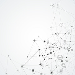 Geometric concept with connected line and dots. Simple technology graphic background