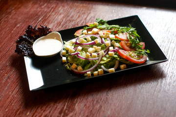 Salad on a restaurant table