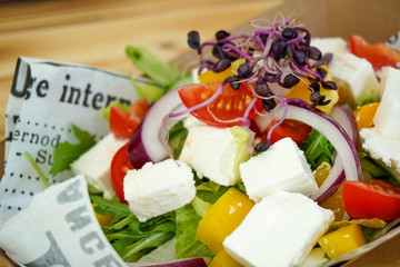 Salad on a restaurant table