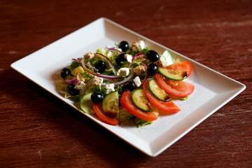 Salad on a restaurant table