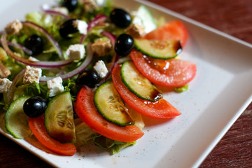 Salad on a restaurant table