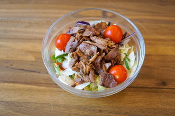 Salad on a restaurant table