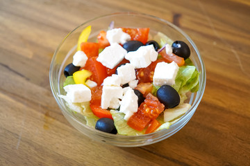 Salad on a restaurant table