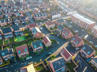 Aerial Houses Residential British England Drone Above View Summer Blue Sky Estate Agent