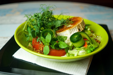 Salad on a restaurant table