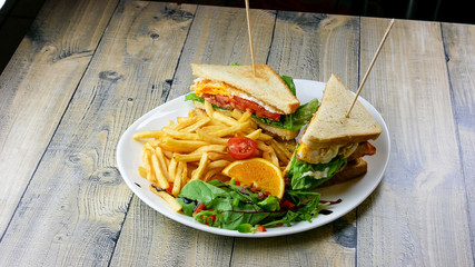 Sandwich on a restaurant table