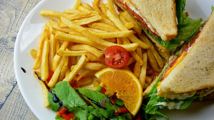 Fototapeta na wymiar Sandwich on a restaurant table