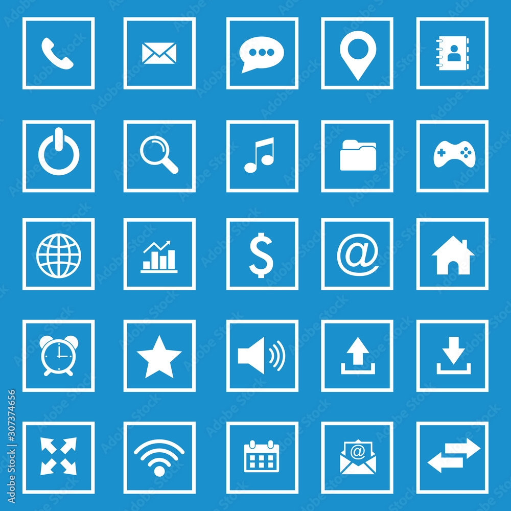 Poster website icon set vector design symbol