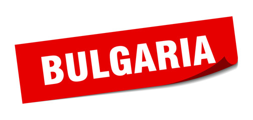 Bulgaria sticker. Bulgaria red square peeler sign