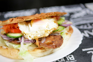 Sandwich on a restaurant table
