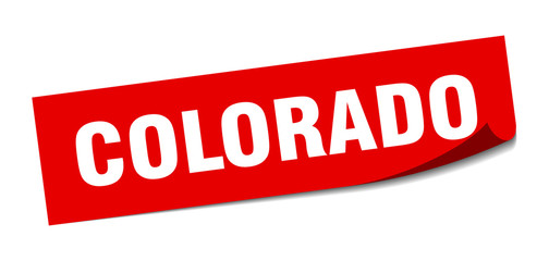 Colorado sticker. Colorado red square peeler sign
