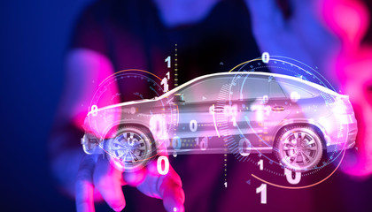 Fototapeta premium digital car technology smart in virtuel room