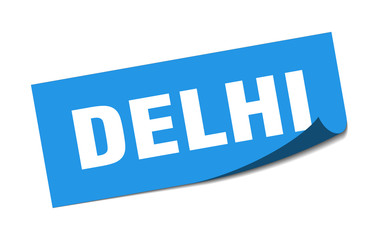 Delhi sticker. Delhi blue square peeler sign