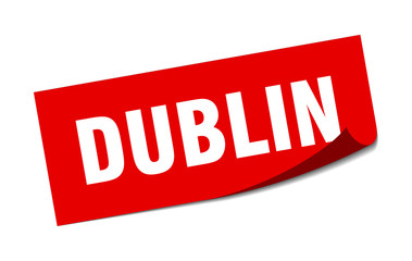 Dublin sticker. Dublin red square peeler sign