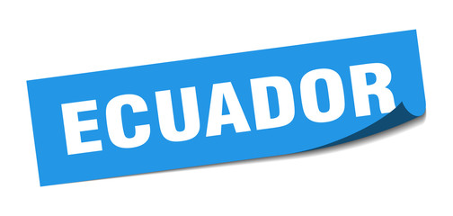 Ecuador sticker. Ecuador blue square peeler sign