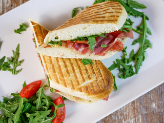 Sandwich on a restaurant table