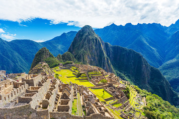 View of the ancient city of Machu Picchu, Peru.