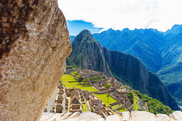View of the ancient city of Machu Picchu, Peru.