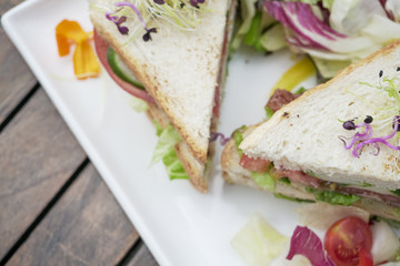 Sandwich on a restaurant table