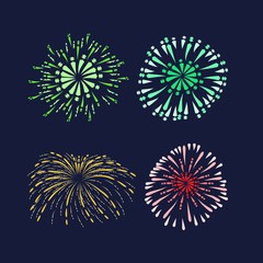 Illustration of Monochrome Fireworks Set 