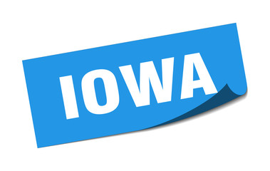 Iowa sticker. Iowa blue square peeler sign