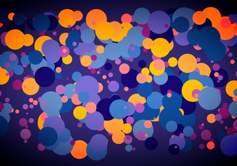 3d rendering. Background image. An array of colorful circle of the same size, located at different, decorated with golden. Texture, 3d panel, render.